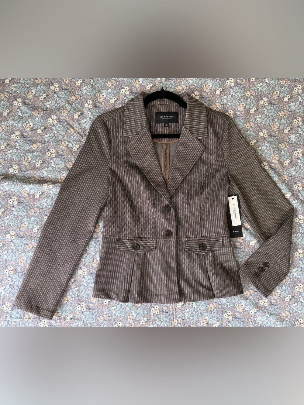 Liverpool Brown Pinstripe Women's Blazer - Camel/Sand Stripe